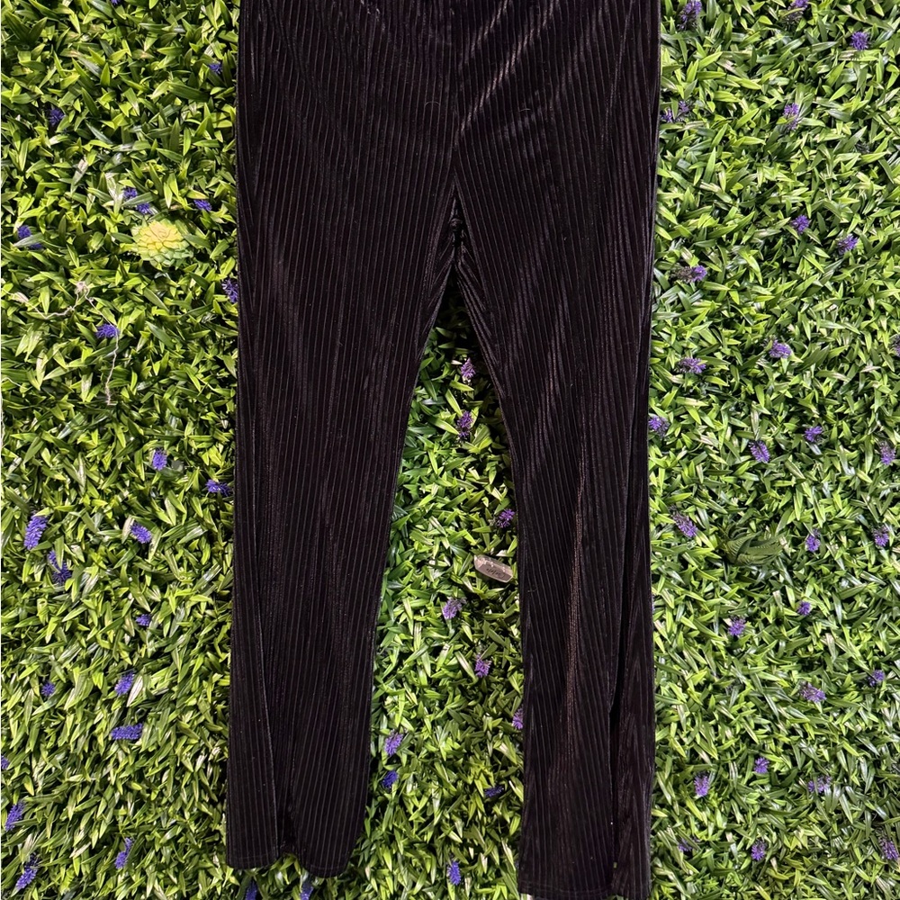 SHEIN Black Ribbed Velvet Kids Leggings